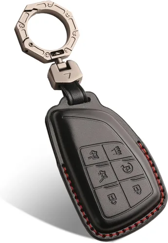 Miniatura 8 de QBUC Funda para llavero de cuero genuino Chevy, funda inteligente para llavero compatible con Chevy 2025 2024-2021 Tahoe Suburban GMC Yukon GM