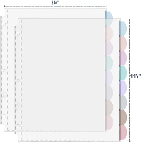Miniatura 5 de Mr. Pen - Protectores de hojas transparentes con pestañas, 8 pestañas, 2 juegos, divisores de plástico transparente para carpeta de 3 anillas