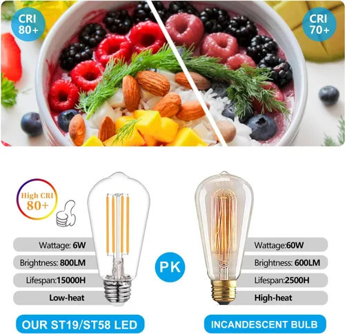 Miniatura 3 de Bombillas LED Edison regulables de 40 W, bombillas vintage con base E26, bombillas Edison de filamento cálido de 2700 K para candelabros, colgantes