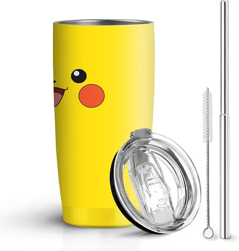 Miniatura 14 de Vaso de 20 oz de acero inoxidable rosa con pajita y tapa, a prueba de fugas, taza de café para viajes, para uso en casa y al aire libre, tazas Ratón