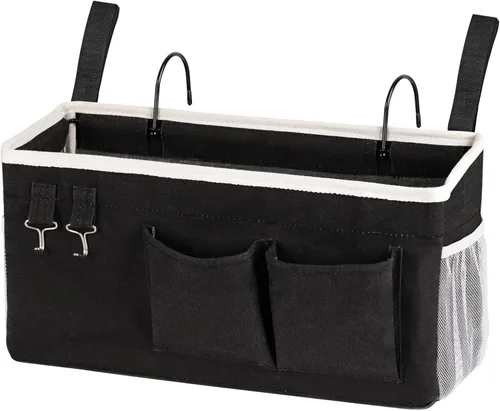 Organizador de Almacenamiento para Mesita de Noche/Bolsa de Almacenamiento Colgante para Mesita de Noche para Cabeceros, Literas, Dormitorios, Negro
