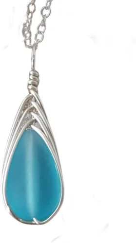 Miniatura 16 de Yinahawaii Collar de cristal de mar hecho a mano, joyería hawaiana para mujer, collar de lágrima trenzada, joyería única de cristal de mar