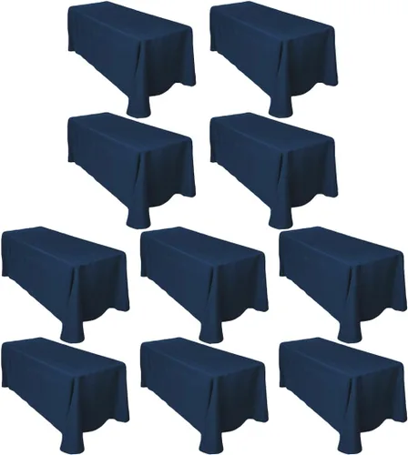 Miniatura 161 de LTC LINENS - Paquete de 2 manteles rectangulares de poliéster, de 60 x 102 pulgadas y 6 pies, color azul bebé, con caída parcial, resistentes a