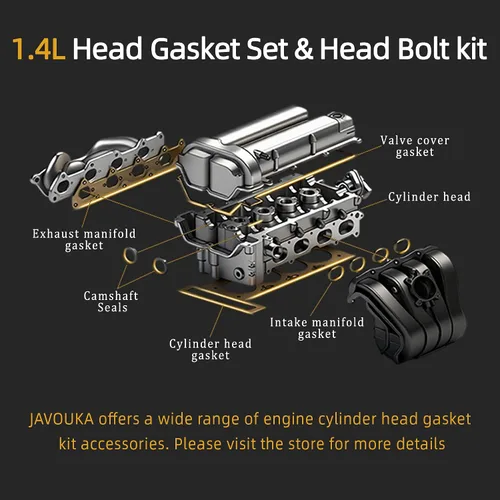 Miniatura 6 de Juego de juntas de cabeza 1.4L con pernos de cabeza compatible con Chevy Cruze, Sonic, Trax, compatible con Buick Encore 1.4L Gas DOHC 2011-2016