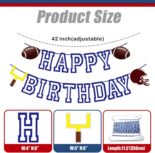 Miniatura 3 de Cartel de feliz cumpleaños de fútbol, decoraciones de fiesta de fútbol, letrero de feliz cumpleaños para decoración temática deportiva