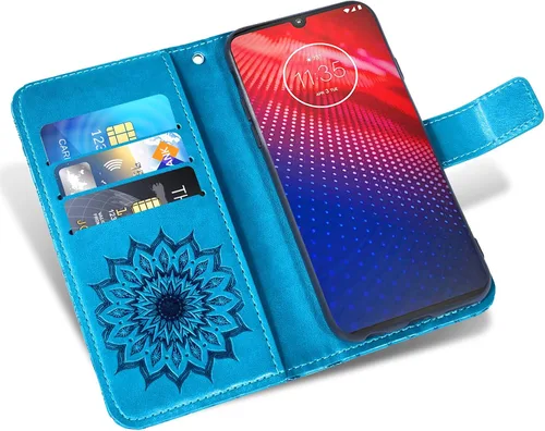 Miniatura 2 de Funda de teléfono para Motorola Moto Z4 Play/Moto Z4 con protector de pantalla de vidrio templado, funda magnética de cuero, soporte para tarjetas