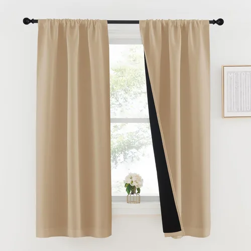 Miniatura 119 de NICETOWN Cortinas blancas 100% opacas, 2 capas gruesas completamente opacas con bolsillo para barra, cortinas aislantes térmicas para Blanco puro