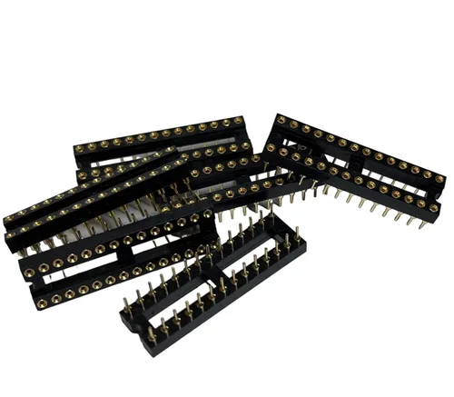 Miniatura 4 de Chapado en oro 20 unids DIP-28 pines IC Round Hole Socket Adaptor 0.100 in Paso 7.6 Fila Paso 2 Fila 28 Pines Redondos Soldadura (DIP-28 pines)