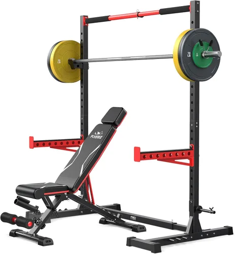 Miniatura 13 de FLYBIRD SR1 - Estante para sentadillas con barra de dominadas, estante de potencia multifuncional ajustable, soporte de sentadillas de ancho