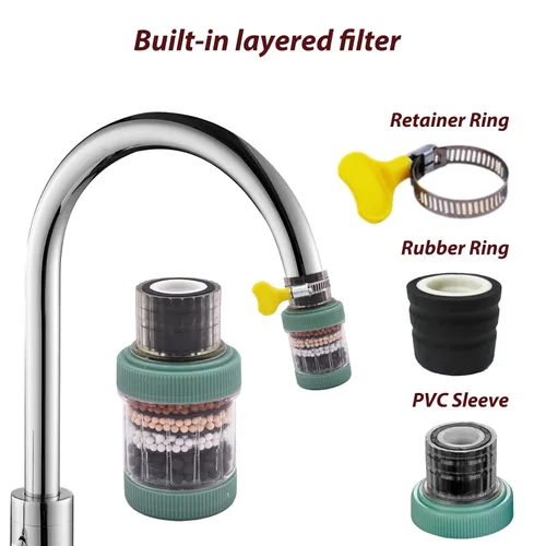 Miniatura 3 de Paquete de 3 filtros de montaje en grifo, filtro de agua de grifo para cocina, grifo de carbón activado, purificador de agua, filtración