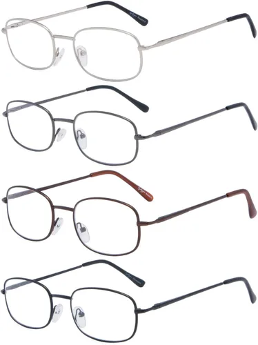 Miniatura 8 de Eyekepper 4 pares de anteojos de lectura con marco de metal con bisagras de resorte para hombres y mujeres de lectura