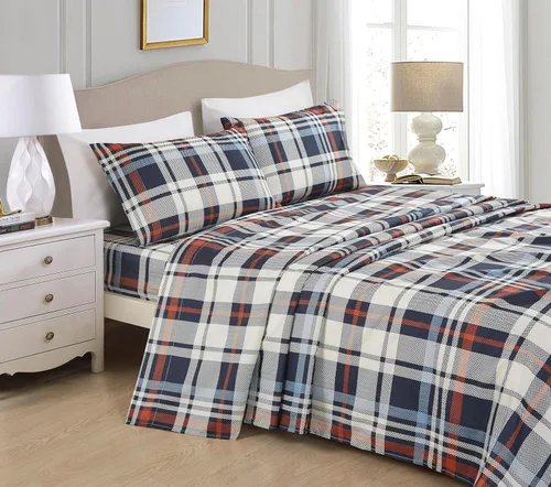Miniatura 23 de Chezmoi Collection Juego de sábanas geométricas Lodge de 3 piezas tamaño Twin - Multicolor azul con estampado de diamante, microfibra cepillada