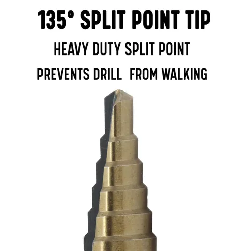 Miniatura 3 de Drill America #4 HSS - Broca escalonada negra y dorada con vástago hexagonal de cambio rápido (3/16" - 7/8" por 1/16")