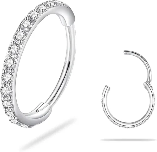Miniatura 8 de SmileBelle Anillos de nariz con bisagra de 14K de oro para mujeres 20G, anillo de tabique clicker de acero quirúrgico 316L, arete de aro Huggie