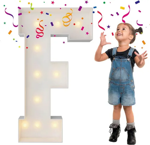 Miniatura 37 de Letras iluminadas con marco de 3 pies de alto, letras enormes con marco, marco de globos en mosaico, letra grande para decoraciones de compromiso