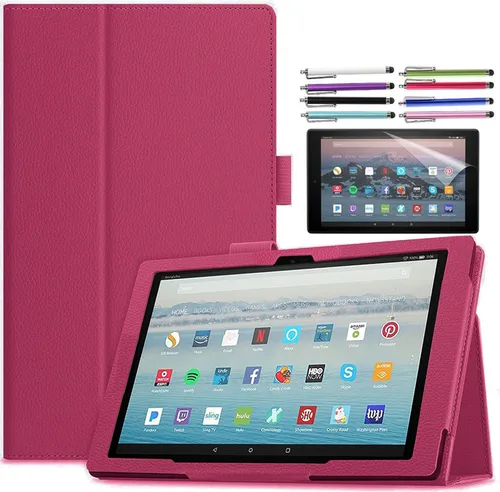 Miniatura 8 de Funda para tablet Amazon Fire HD 10 de 10.1 pulgadas (13ª generación, lanzada en 2023) – Funda delgada y ligera de piel sintética + 1 protector