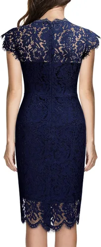 Miniatura 2 de Miusol - Vestido para mujer retro de encaje floral, ajustado, vestido de noche, para cóctel, minivestido
