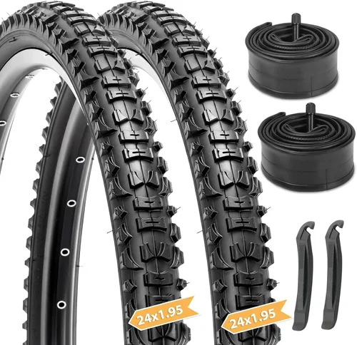 Miniatura 9 de Hycline Juego de neumáticos para bicicleta de montaña: 2 unidades de 20/24/26x1.95 pulgadas de repuesto plegables de alta densidad para bicicletas