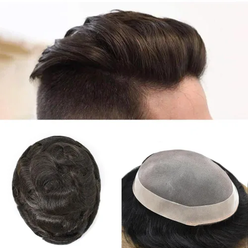 Miniatura 140 de Mens Toupee Hair Piece For Men Fine Mono Men Hair System Toupee For Men Hair Piece Real Human Hair System For Men Protesis Capilar Para Hombre 6x9