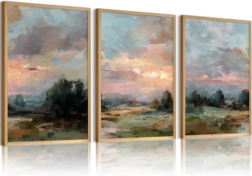 Miniatura 12 de Arte de pared de bosque brumoso, arte de pared de abeto, paisaje natural, lienzo, impresiones abstractas de bosques, pintura de granja, póster