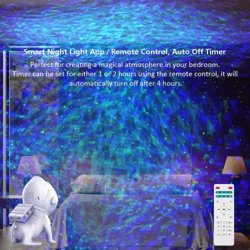 Miniatura 7 de Proyector de estrellas con luz nocturna de galaxia, proyector de estrellas astronautas con 21 modos de color, altavoz Bluetooth, ruido blanco