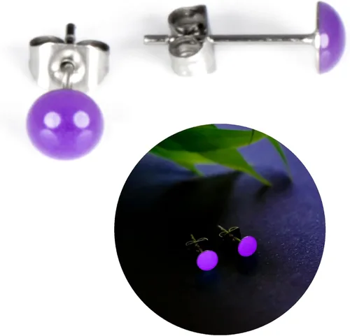 Miniatura 11 de Glow-in-the-Dark 5mm Round Stainless Steel Stud Earrings for Women, Teens & Girls Over 12 Years Old- Hypoallergenic, Flat Back Earrings, Handmade in