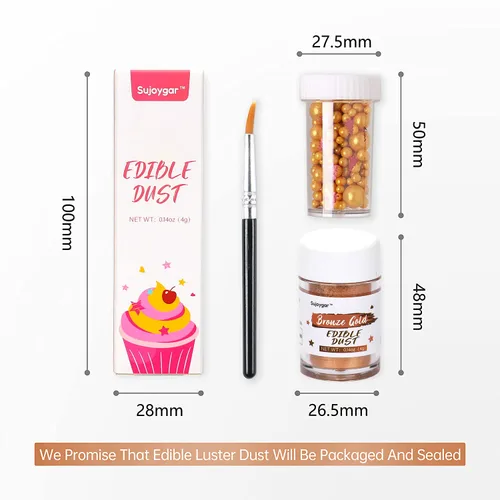 Miniatura 4 de Polvo de brillo comestible de oro bronceado para cócteles, Sujoygar 4g Polvo de brillo comestible para beber, purpurina en polvo para pastel, vodka