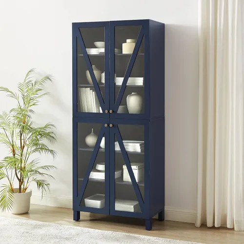 Miniatura 5 de Crosley Furniture Cassai - Armario de almacenamiento alto para despensa con estantes, cocina, comedor o lavandería, color azul marino
