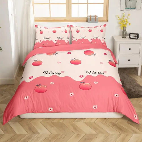 Miniatura 20 de Funda de Edredón Rosa Tamaño Queen para Niñas con Rayas Blancas, Juego de Ropa de Cama Decorativa, Funda de Edredón de Estilo Simple y Moderno