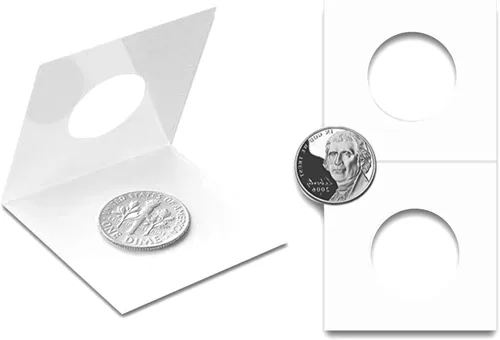 Miniatura 2 de Uncle Paul Cartulinas para monedas para cuartos de dólares - 50 soportes de cartón de 1.043 in/1.04 pulgadas para bolsillos de 2 x 2 pulgadas CS07265