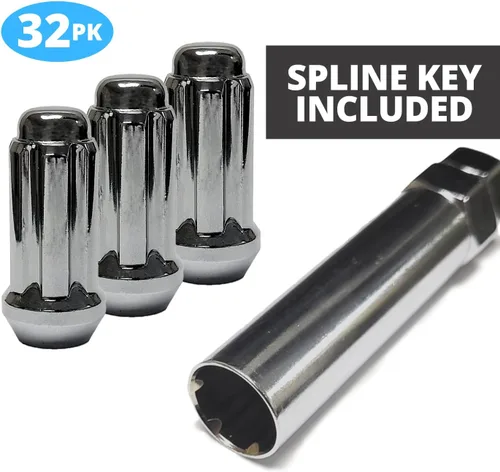 Miniatura 3 de 9/16" Bulge Bellota Tuercas Spline 1.9" 8 Lug Install Kit Chrome