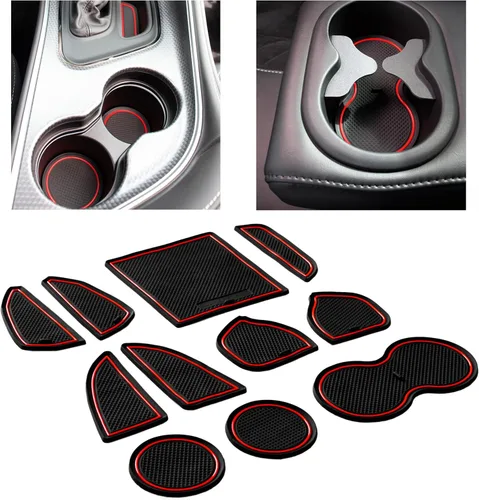 CupHolderHero Se adapta a accesorios Dodge Challenger 2015-2024, insertos interiores antideslizantes antipolvo, tapetes para consola central, juego