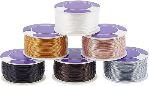 PH PandaHall Cuerda de cuentas de 300 yardas de 0.004 in para cuentas de semillas, 6 colores, cuerda de hilo de nailon para cuentas, cuerda de