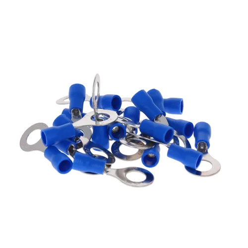 Miniatura 11 de Heyiarbeit 100 Uds AWG22-16 Conectores de terminales de anillo aislado M6 Terminales de anillo eléctrico Conectores de crimpado de alambre rojo