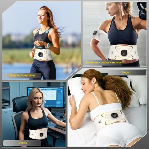 Miniatura 12 de Escultor de abdominales, cinturón de tonificación abdominal con almohadilla térmica para eliminación de celulitis estomacal, quema de grasa, máquina