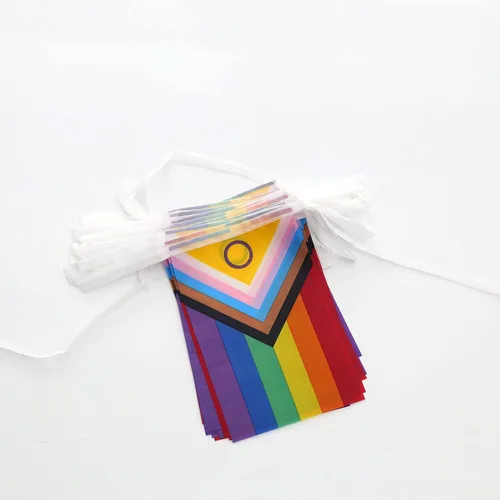 Miniatura 4 de Kind Girl Bandera del orgullo arcoíris, 100 pies/76 piezas triangulares de poliéster decoración de festivales, banderines banderines, suministros