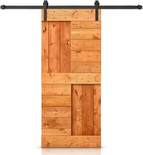 Miniatura 99 de TMS Serie N - Puerta corrediza interior de madera de pino anudada con kit de herrajes deslizantes (32 x 84 pulgadas, blanco)