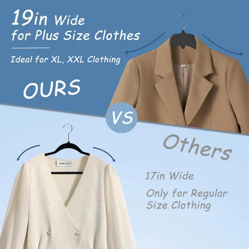 Miniatura 2 de King Mills Perchas extra anchas, perchas para colgar Ropa, perchas extra grandes de 19 pulgadas, ideales para abrigos de gran tamaño, chaquetas