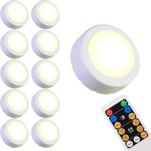 Miniatura 6 de WRalwaysLX Paquete de 10 luces LED de empuje para gabinete, funciona con pilas AAA de 3 x 1.5 V (no incluidas) para iluminación de cocina, debajo