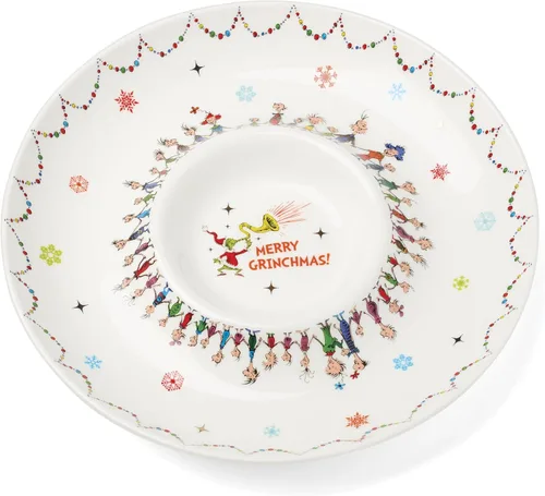 Miniatura 7 de Lenox 896338 Tarro de dulces cubierto con texto en inglés "Merry Grinchmas", decoración navideña y festiva