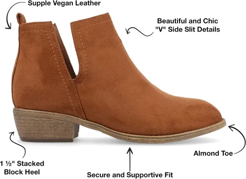 Miniatura 2 de Journee Collection Botas de gamuza sintética con punta redonda para mujer