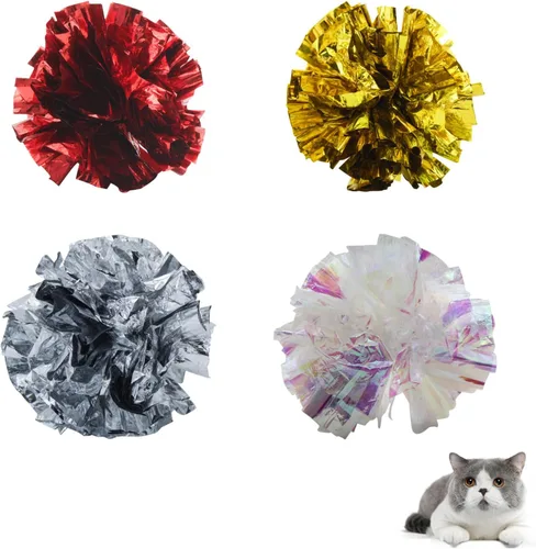 Miniatura 6 de Andiker Pelotas arrugadas para gatos de 3.54 pulgadas, 4 unidades, coloridas y brillantes, ligeras, fáciles de transportar, juguetes interactivos