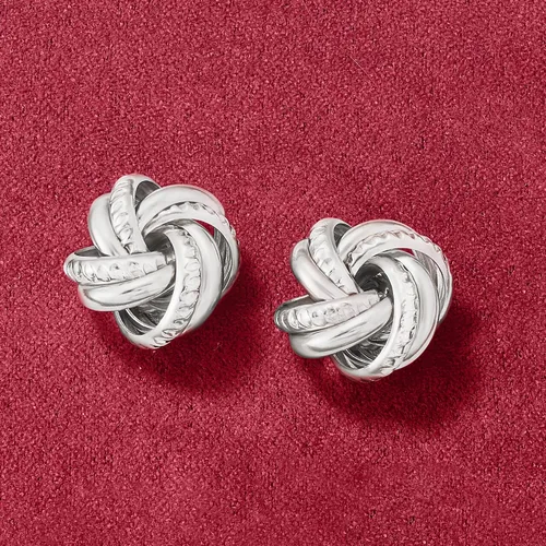 Miniatura 4 de Ross-Simons Pendientes de plata de ley italiana con nudo de amor, Plata de ley, no conocido