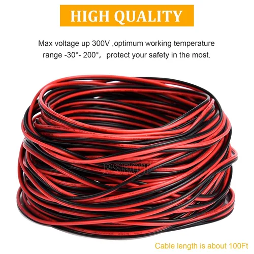 Miniatura 5 de PSEQT Cable de luces LED para barco marino, 100 pies/98.4 ft, 22 AWG, 2 pines, cable de extensión para 3528 5050 5630 tira de luz LED para pontón