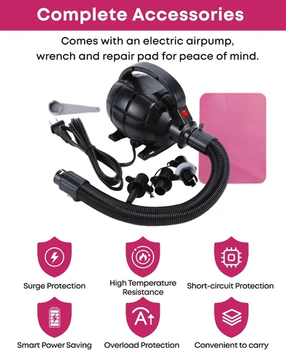 Miniatura 5 de Air Barrel - Barril de Aire Rodillo de Gimnasia para Entrenador de Flic Flac Hacia Atrás, Colchoneta de Aire con Bomba para Entrenamiento de Rosa +