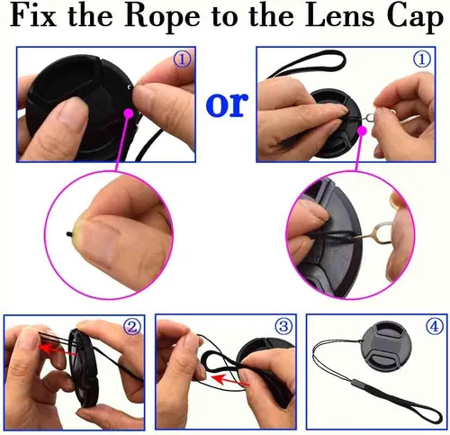 Miniatura 6 de ULBTER Paquete de 5 tapones elásticos para lentes que evitan que se pierda la tapa del objetivo, compatible con cámaras réflex digitales