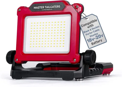 Master Tailgaters FLUD 4000 Luz de Trabajo LED de Inundación Compatible con Baterías Black & Decker, Porter Cable, Stanley 18v-20v