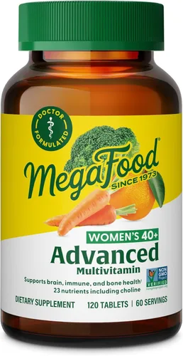 MegaFood Mujeres 40+ Multivitamínico Avanzado para Mujeres - Formulado por Doctores - Vitamina B, Vitamina D3, Vitamina K2 y Colina - Metabolismo