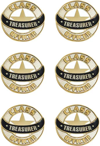 Miniatura 5 de Gold Class Officer Student Council Award Pins, 6 unidades, Oro, No es una piedra preciosa Presidente oficial de clase