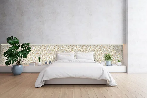 Miniatura 3 de Concord Wallcoverings™ - Diseño retro natural de guijarros, paneles de pared decorativos de PVC, paquete de 6 en beige, naranja, gris, 17.5" x